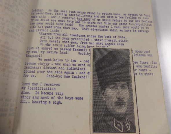 The picture of Ataturk (then Turkish Military Officer Mustafa Kemal Pasha) found in New Zealand soldier Claude Lennan Comyn's diary.